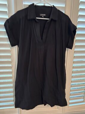 J. Crew Black Short-Sleeve Split-Neck Tunic